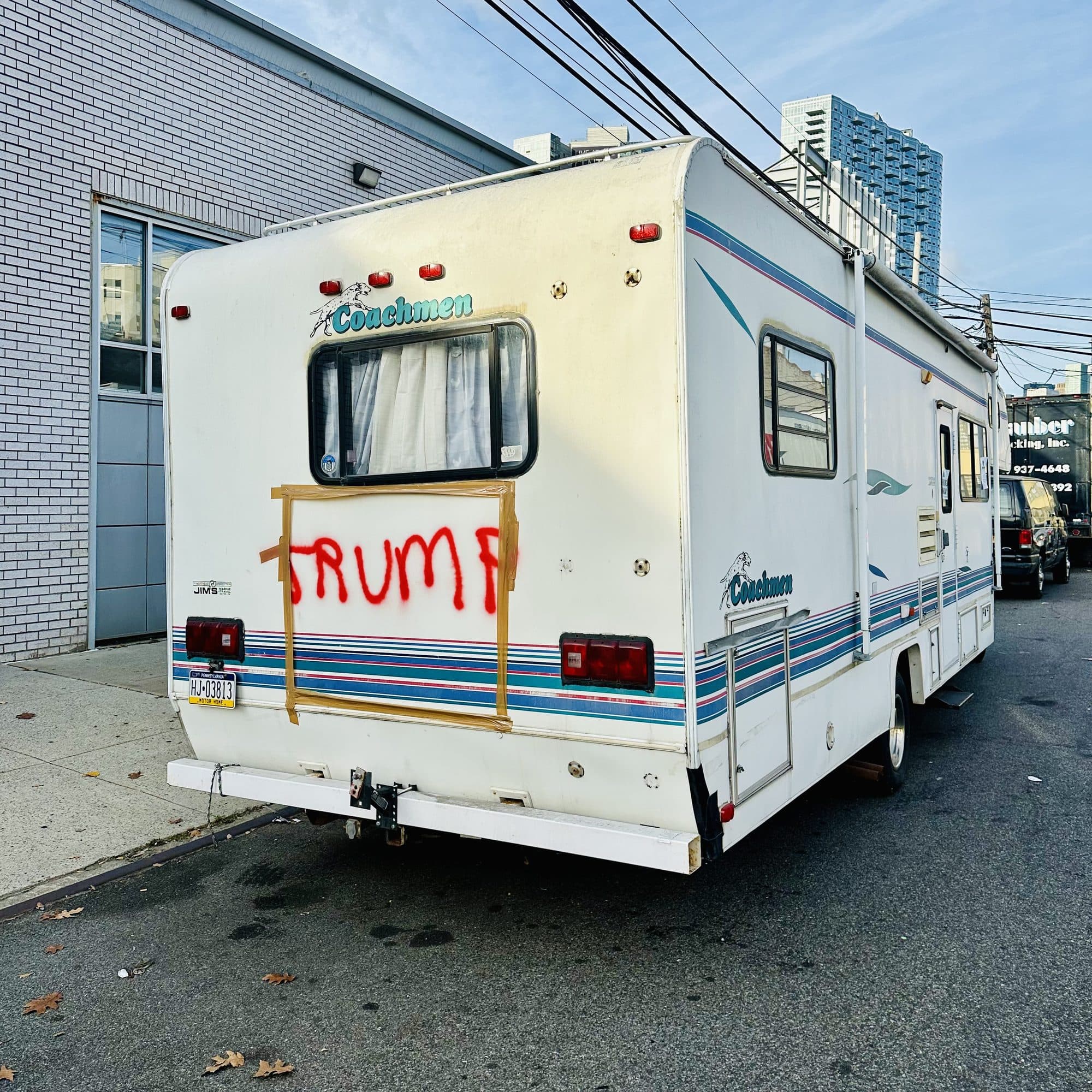 A camper van parked on a New York street
